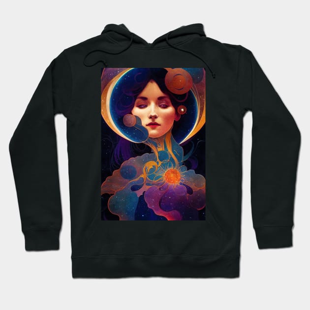 Birth of A Star, Art Nouveau, Vintage, Mucha, Gilded Age, Space Hoodie by AllRealities